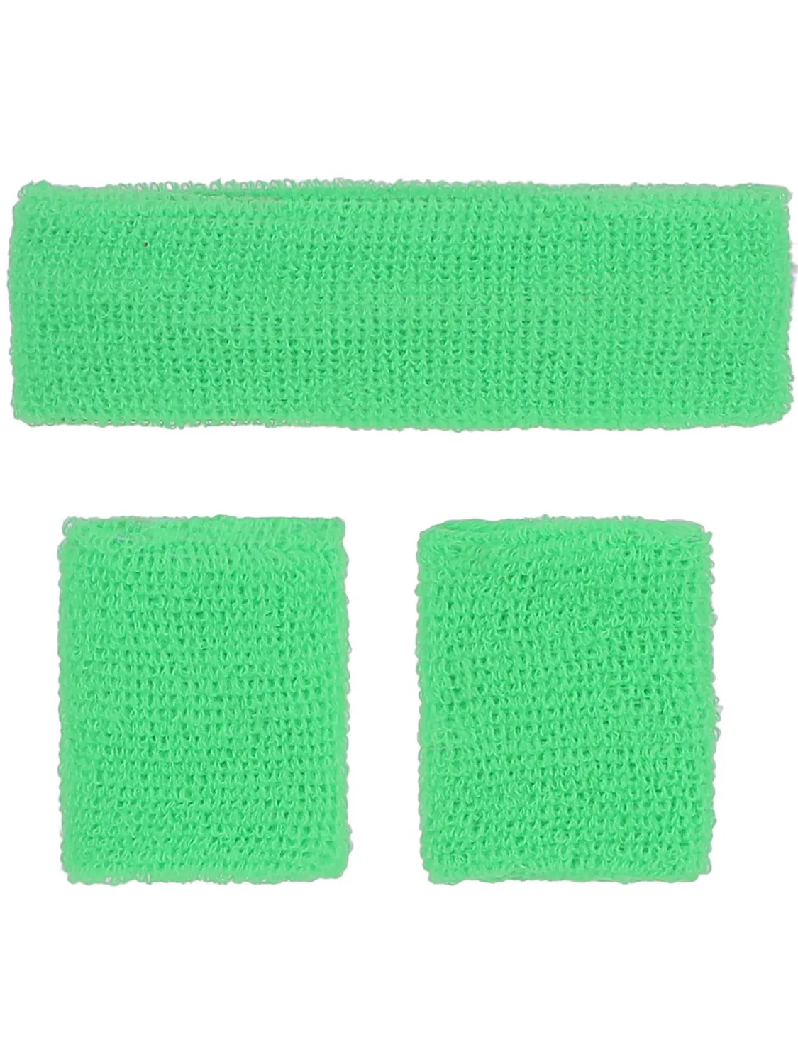 Smiffys 80s Neon Sweatbands set fasce verdi fluo