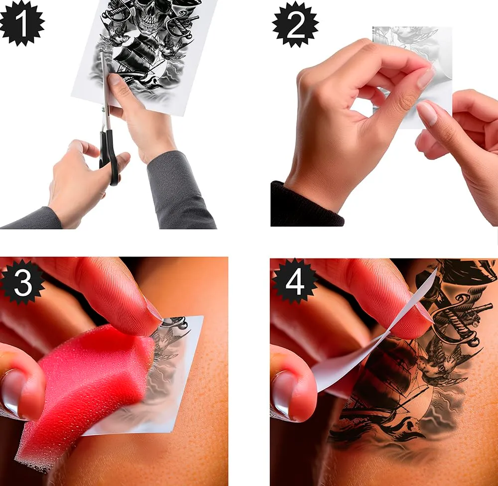 Guirca Tatuaggio Pirata Nero Foglio Trucco Adulti Unisex