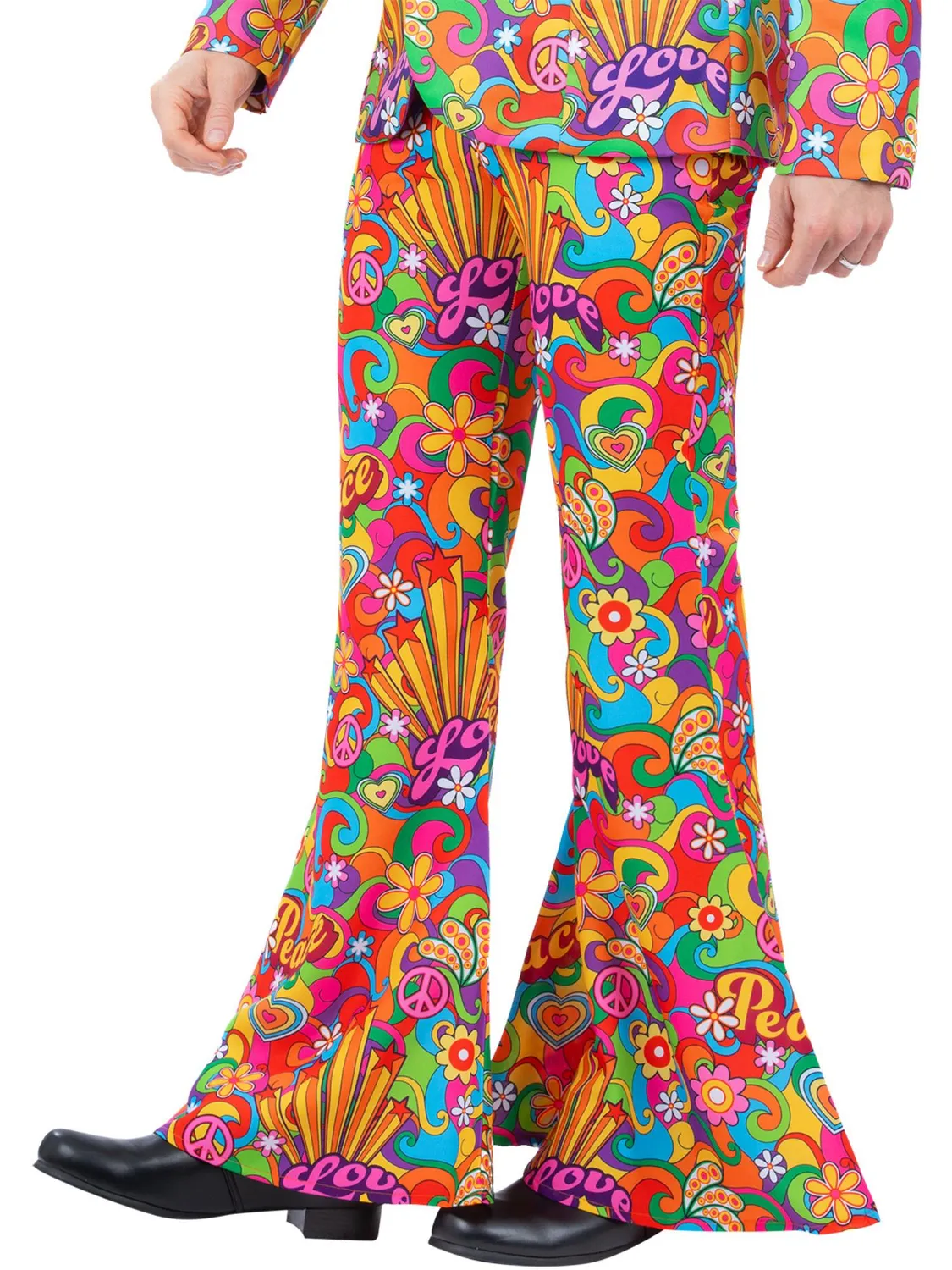 Smiffys Rainbow Peace pantaloni flare uomo multicolore
