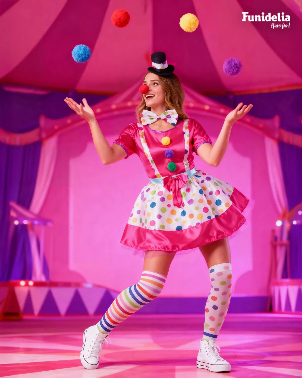 Funidelia Costume da Clown Donna Rosso S-M per Circo