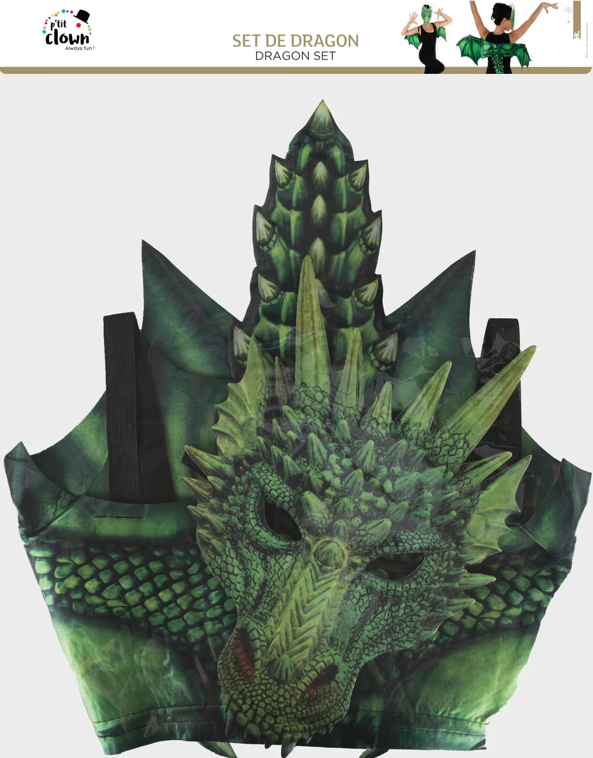 P'tit Clown 22702 set drago verde ali e maschera
