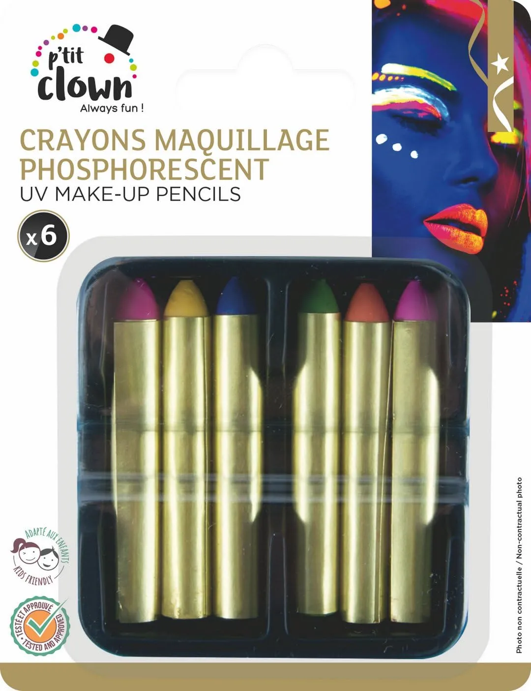 P'tit Clown UV matite trucco fluorescenti 6 pezzi