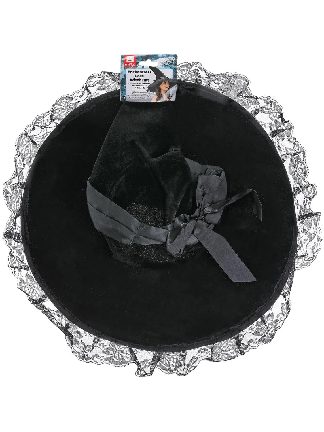 Smiffys Enchantress cappello strega pizzo nero