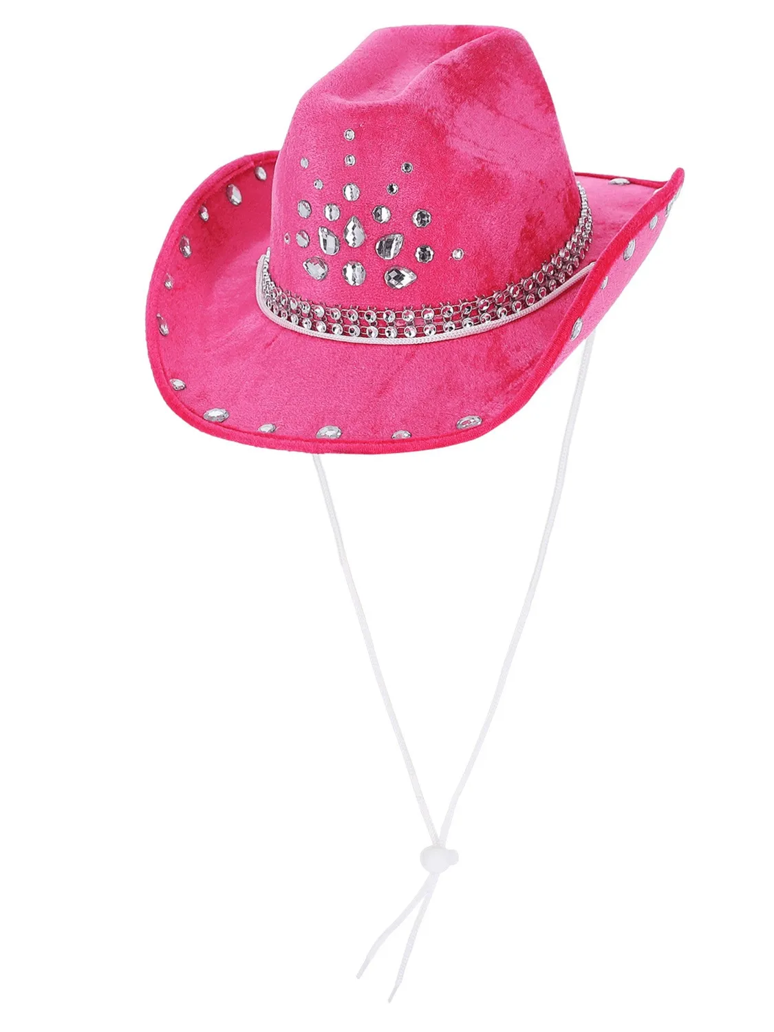 Smiffys Hot Pink Rhinestone cappello cowboy rosa