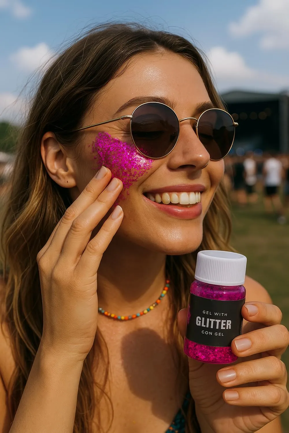 Fiestas Guirca Gel Fucsia Glitter Flacone Trucco Brillante