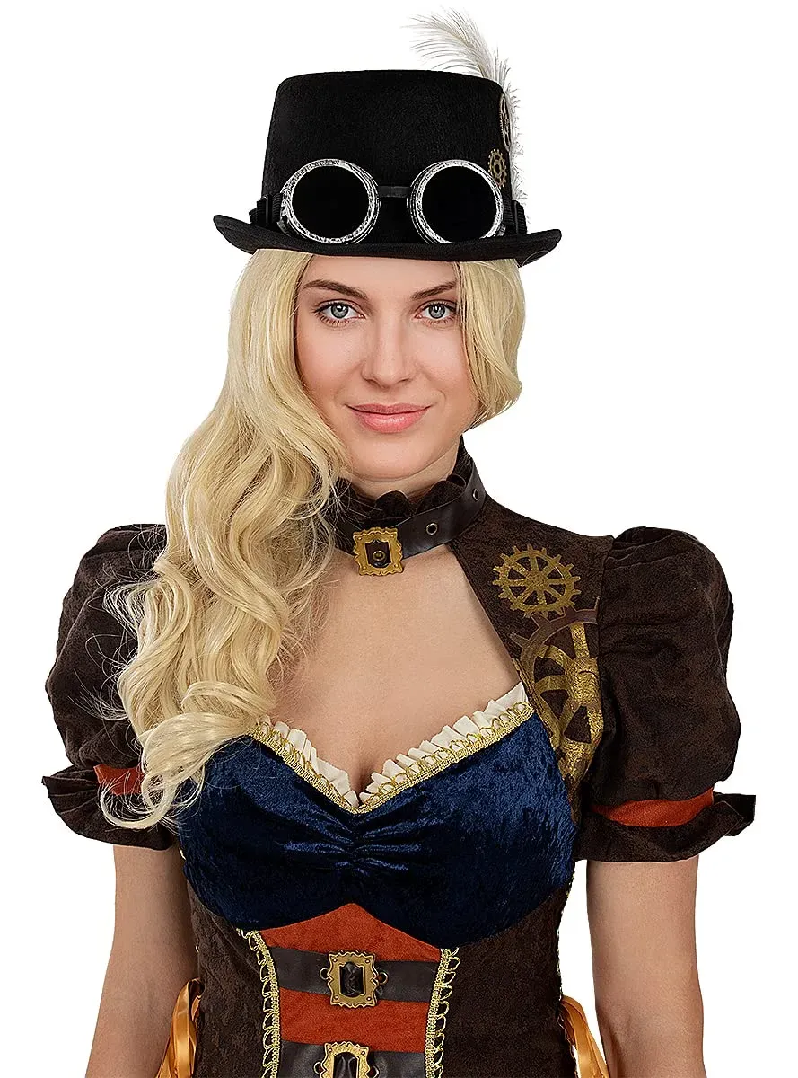 Funidelia Steampunk Cappello con occhiali adulto marrone
