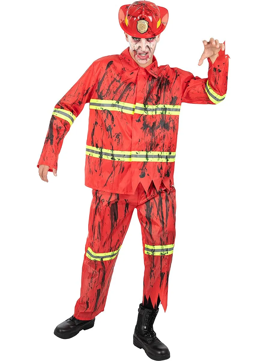 Funidelia costume pompiere zombie uomo rosso Halloween