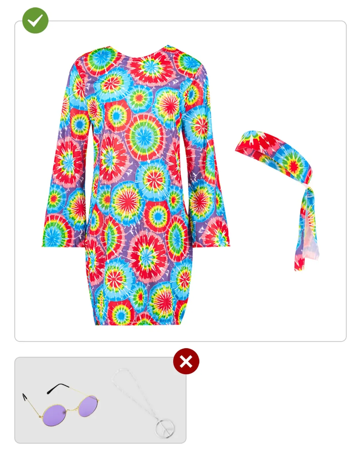 Funidelia Hippie anni 60 costume donna XXL fantasia