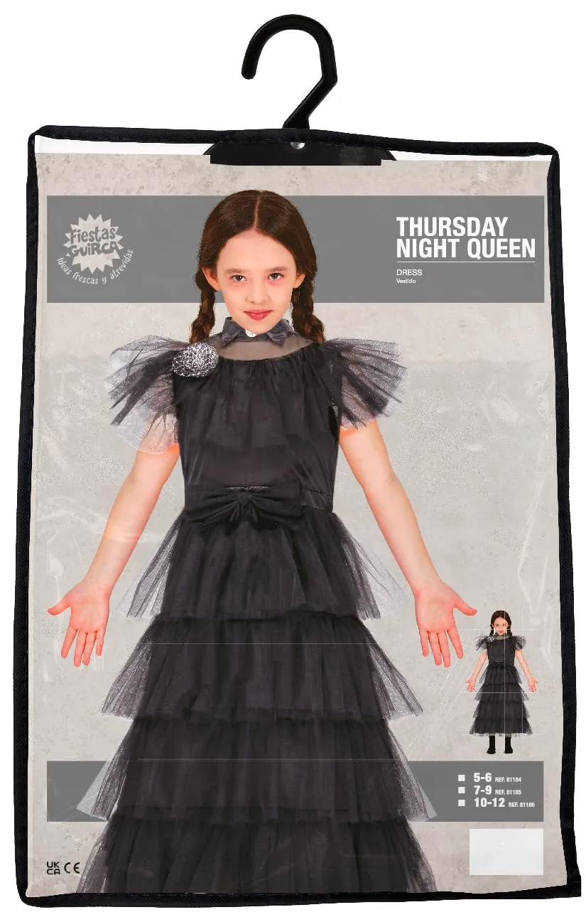 Guirca Costume Gotico Bambina 7-9 Anni Abito Lungo Nero