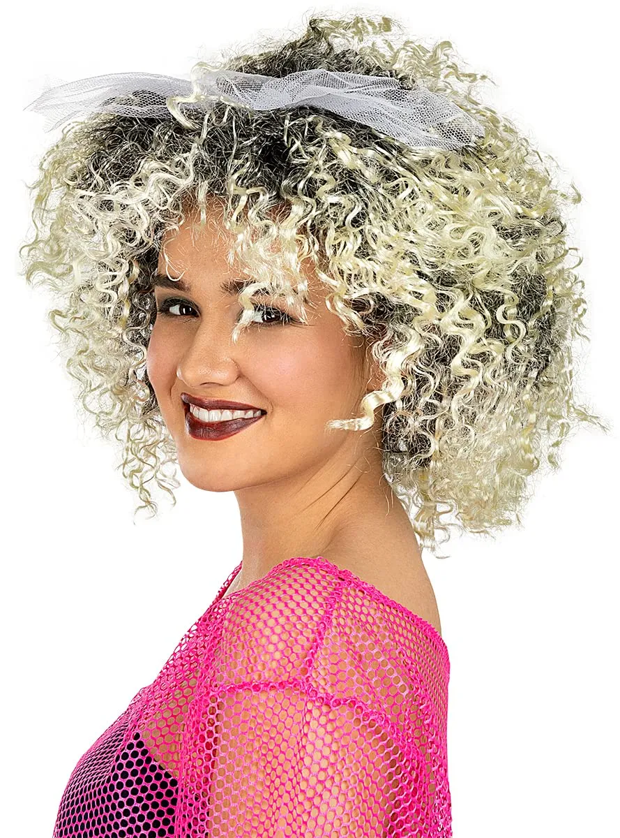 Funidelia Anni 80 parrucca donna bionda con laccio