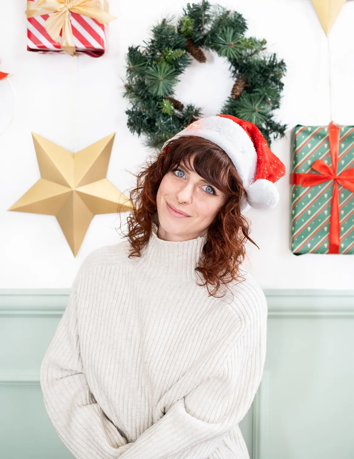 P'tit Clown Cappello Babbo Natale Adulto Luminoso con Stelline