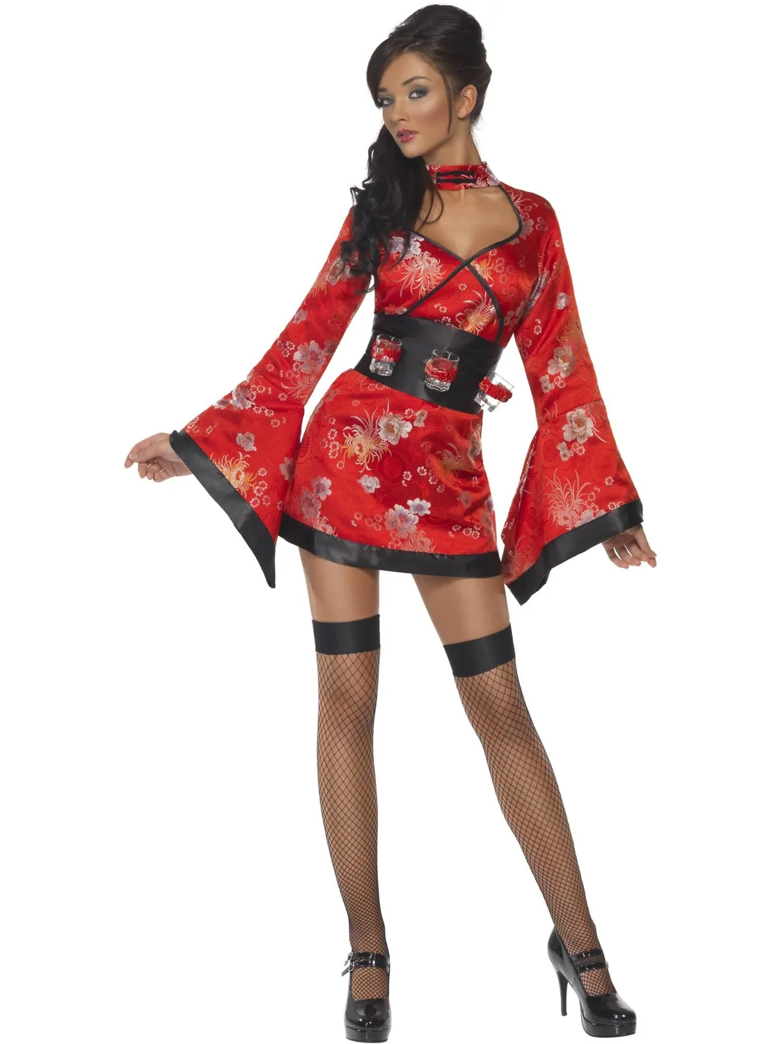 Smiffys Vodka Geisha costume donna kimono rosso