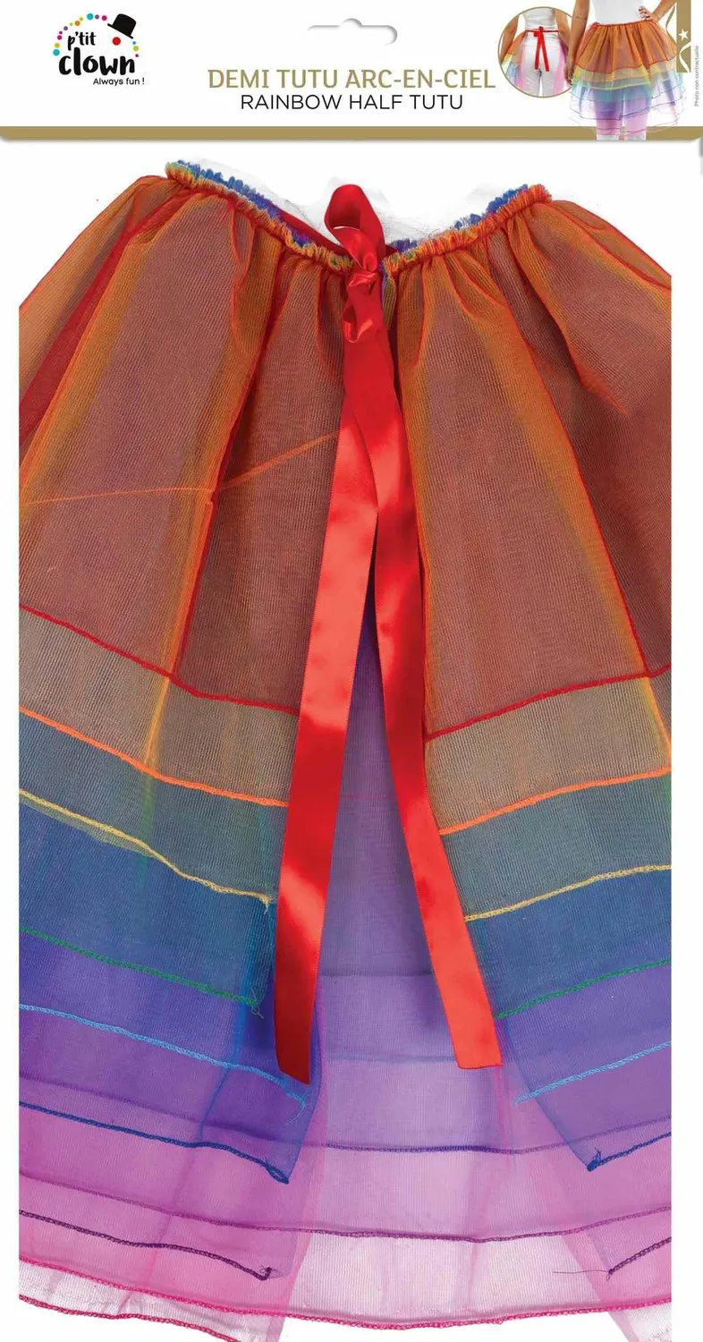 P'tit Clown 23262 mezza tutù arcobaleno taglia unica