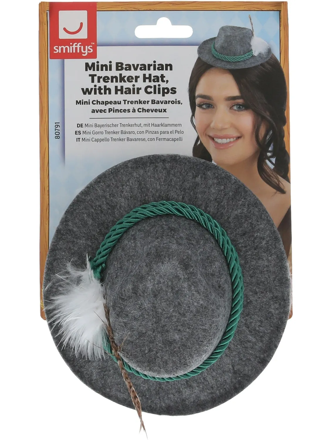 Smiffys Mini Bavarian Trenker Hat cappello tirolese grigio