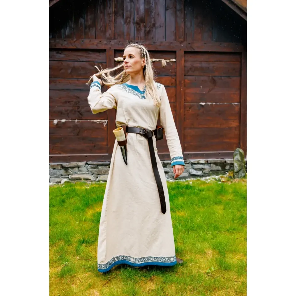 La Bottega di Merlino Lagertha abito medievale cotone naturale blu