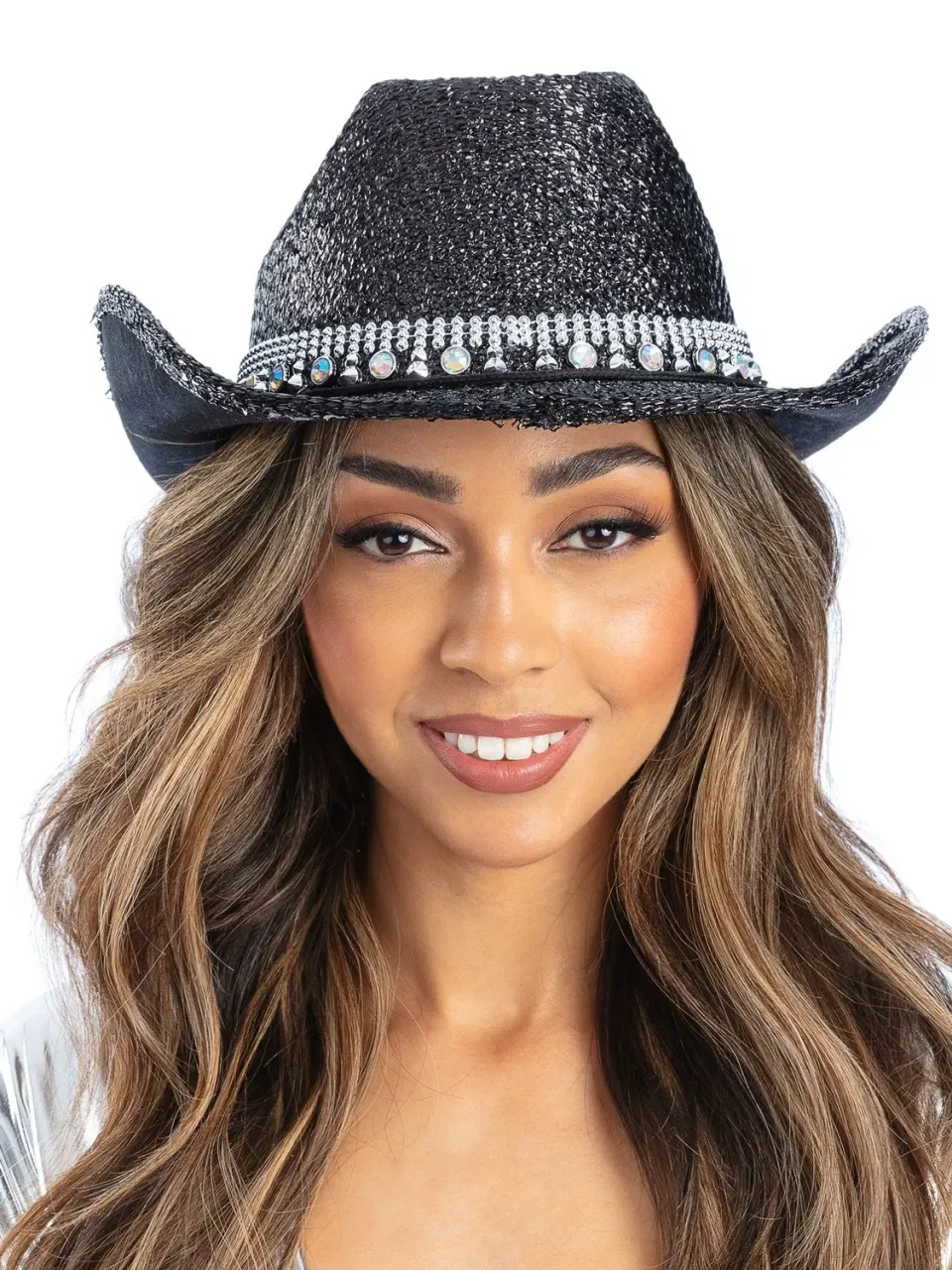 Smiffys Black Bling cappello cowboy nero con strass