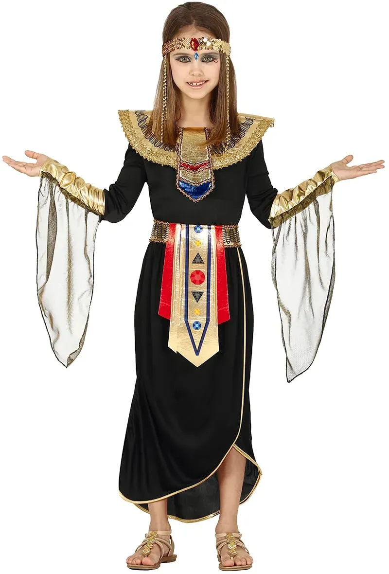 Guirca Costume Egiziana Bambina Nero Oro 10-12 Anni