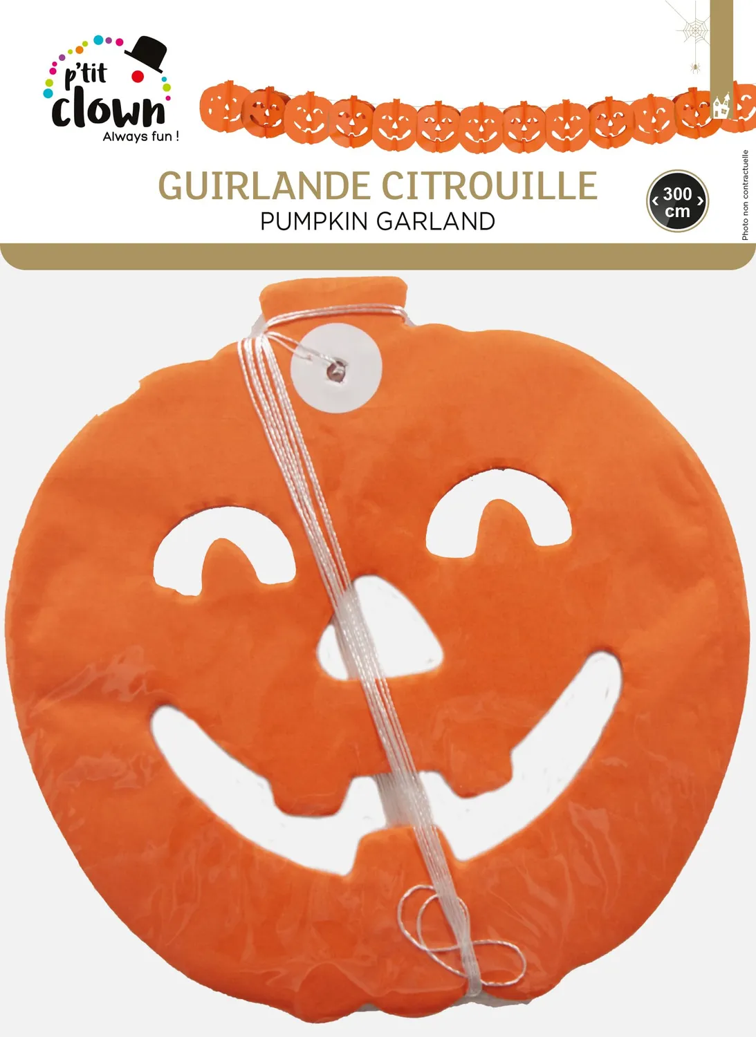 P'tit Clown Ghirlanda zucca arancione 300 cm Halloween