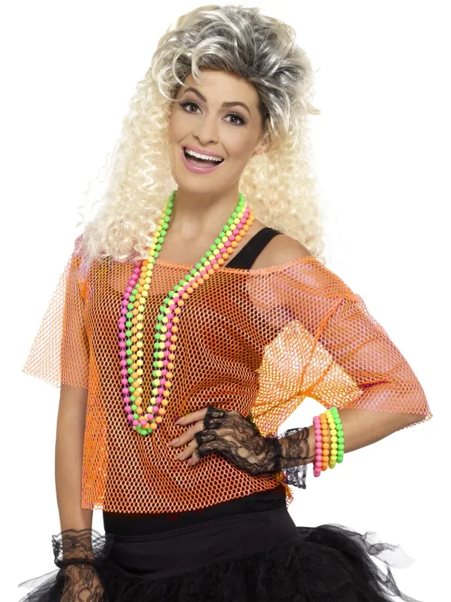 Smiffys Fishnet Top rete arancione neon 8-14