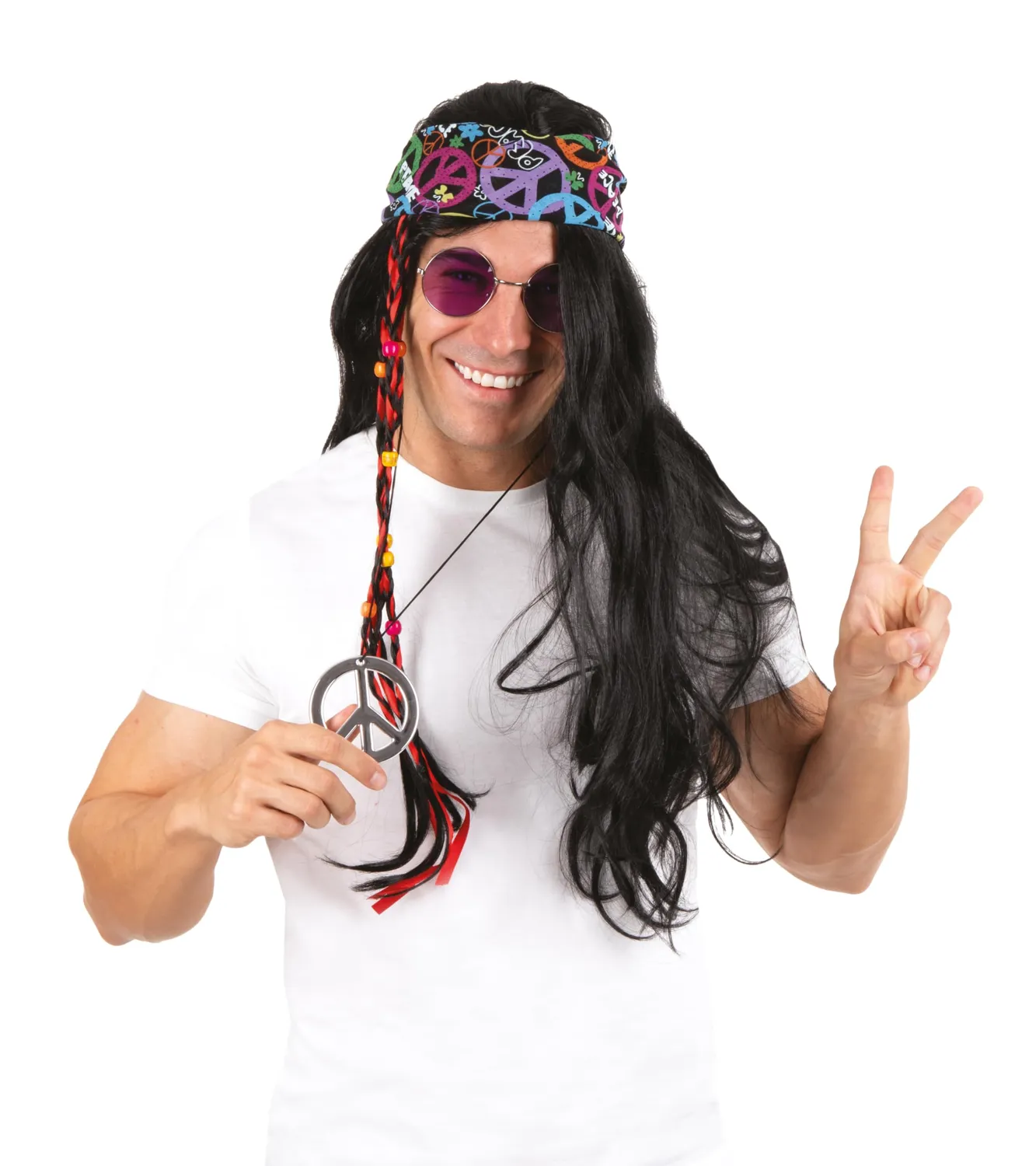 P'tit Clown Parrucca Hippie Bionda Treccia Uomo Festa