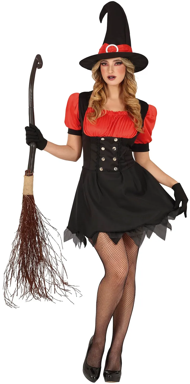 Fiestas Guirca Strega Sexy costume donna rosso nero taglia S