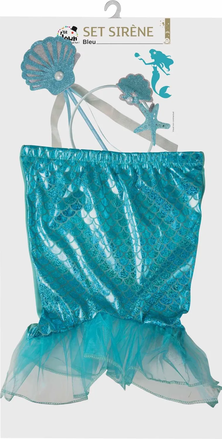 P'tit Clown re80402 costume bambina sirena blu