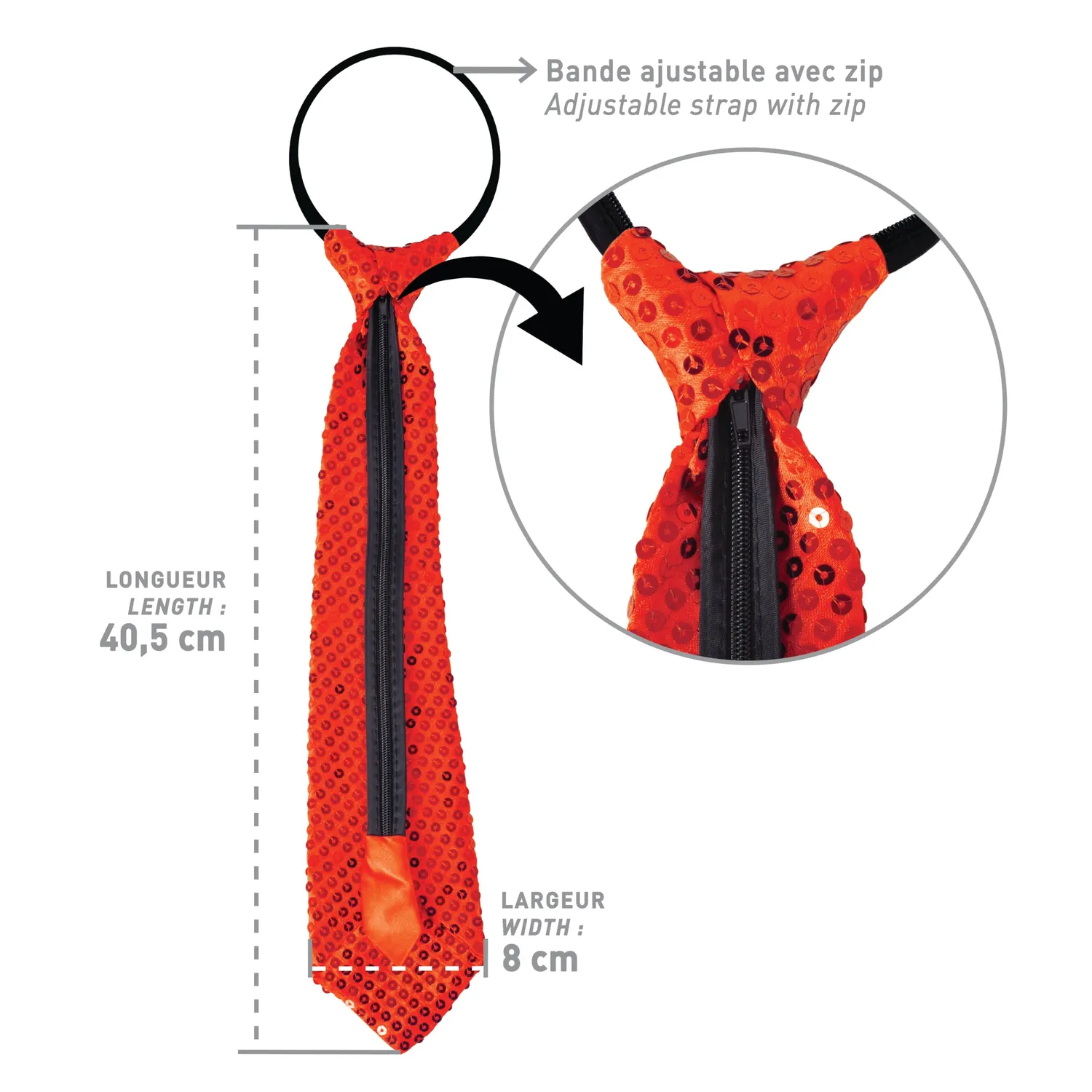 P'tit Clown 60244 cravatta paillettes rossa adulto