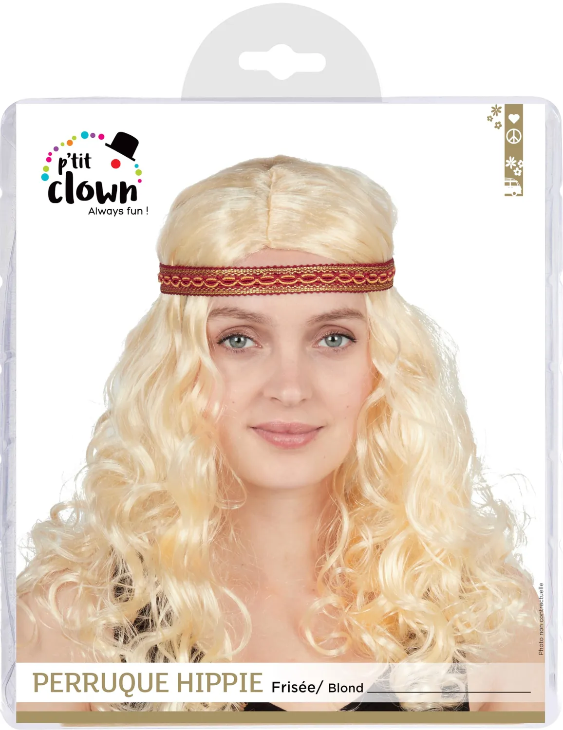P'tit Clown 68650 parrucca hippie bionda con fascia