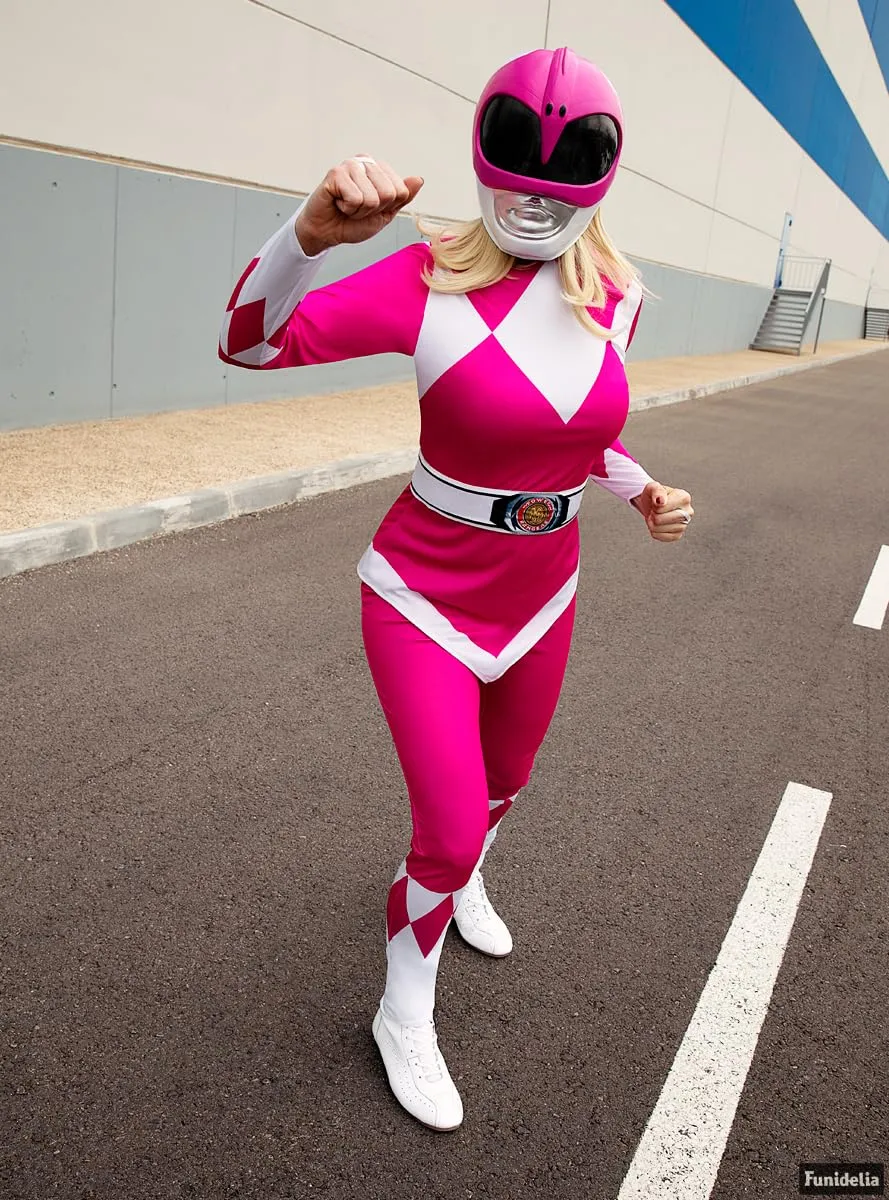 Funidelia Power Rangers casco rosa adulto