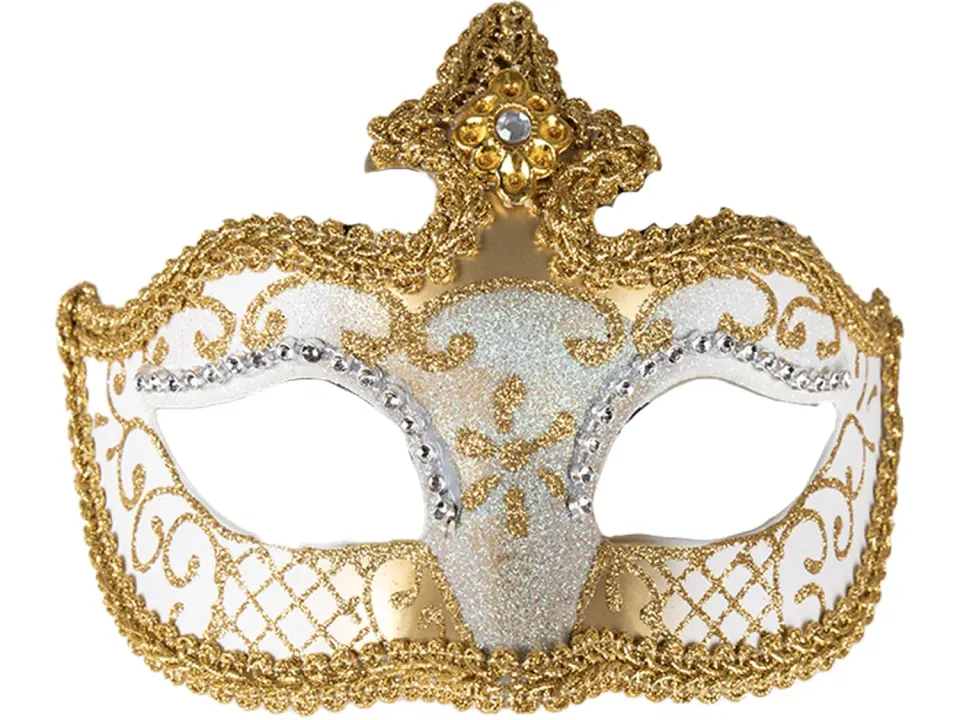 P'tit Clown Lupo Veneziano maschera bianco plastica