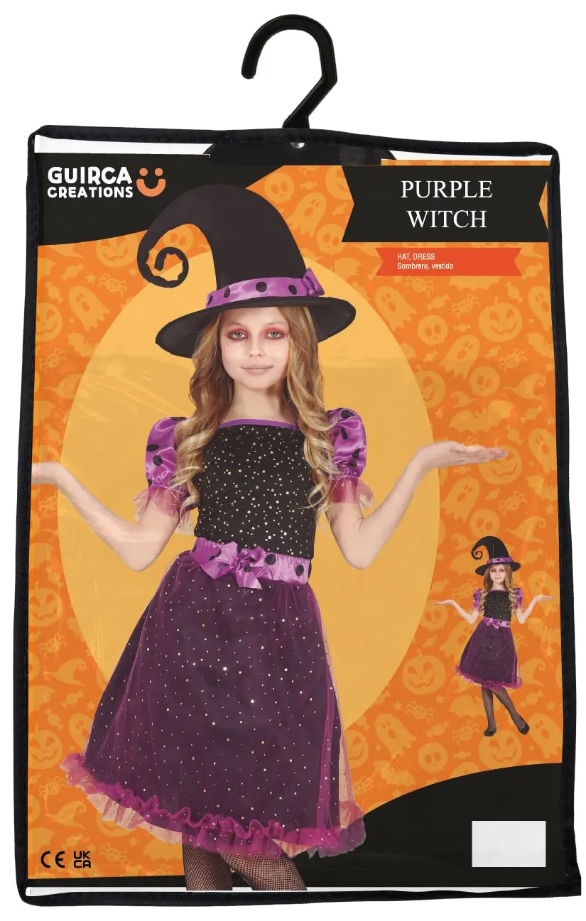 Fiestas Guirca Strega Cora costume bambina viola nero