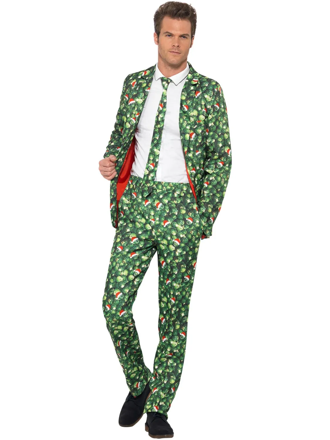 Smiffys Brussel Sprout Vestito Natale Uomo Cavoletto 3 Pezzi