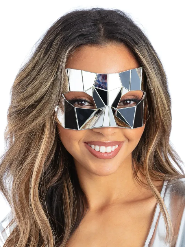 Smiffys Masquerade mascherina occhi argento specchiata