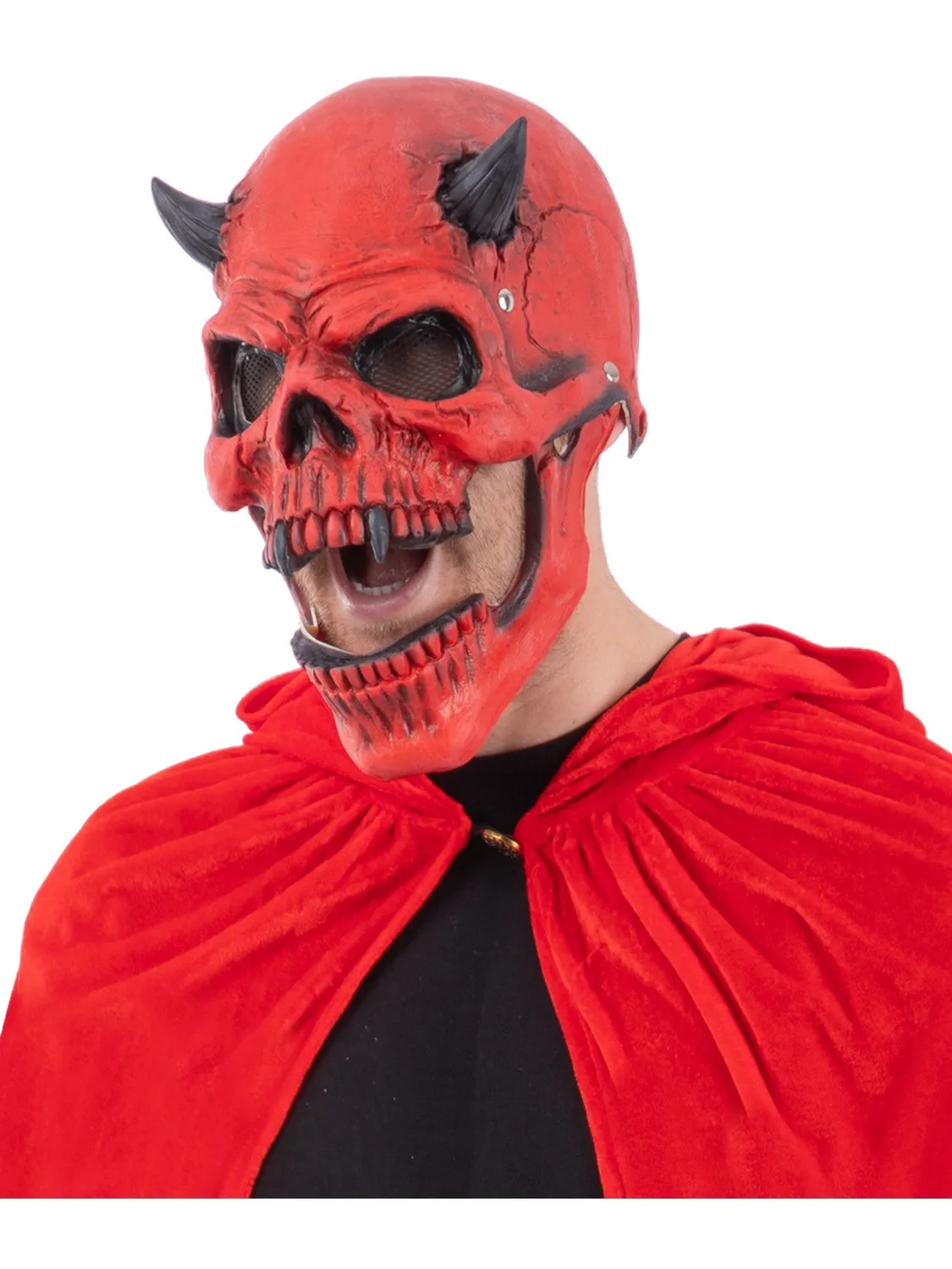 Smiffys Red Devil Skull maschera lattice teschio rosso