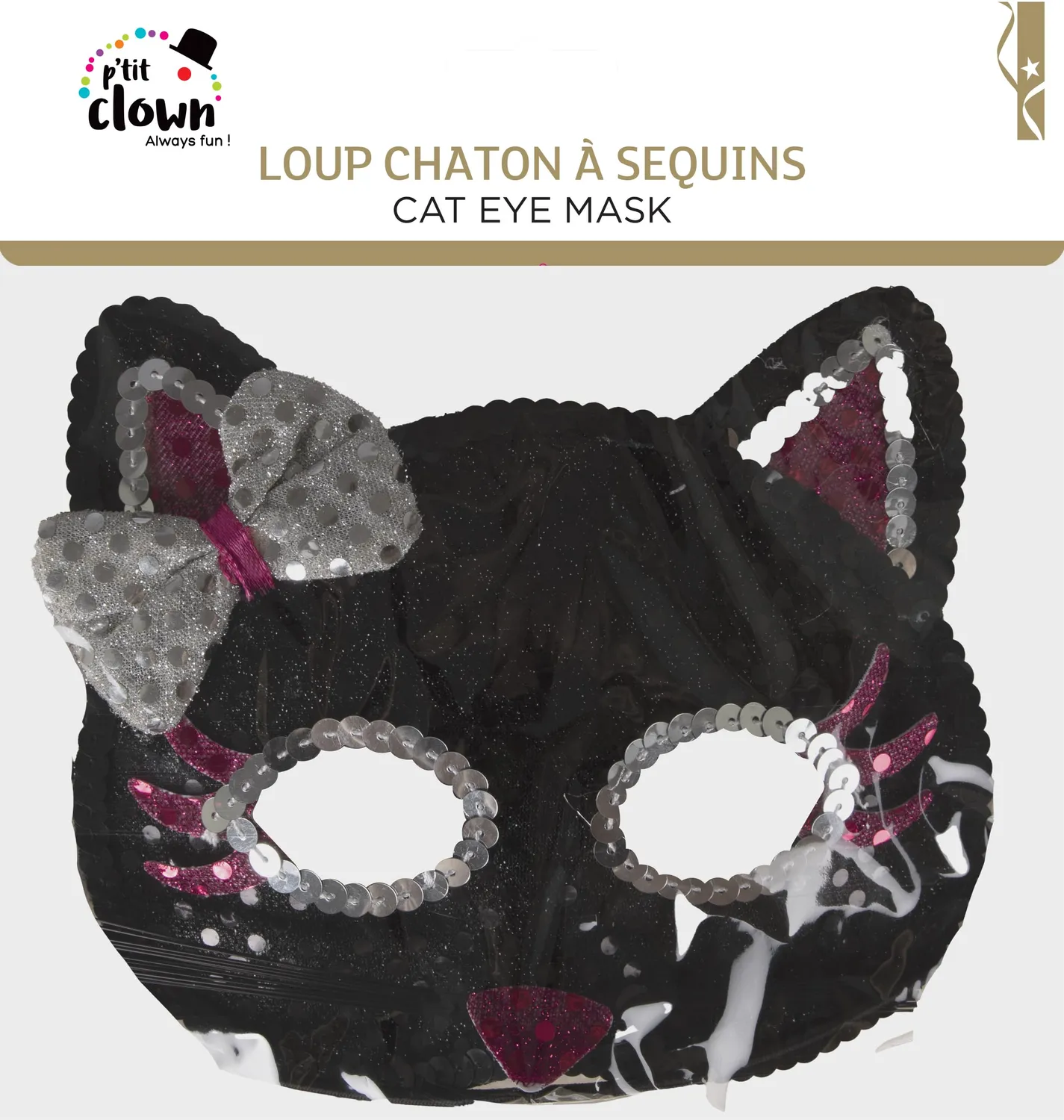 P'tit Clown Mascherina Gattino Paillettes Carnevale