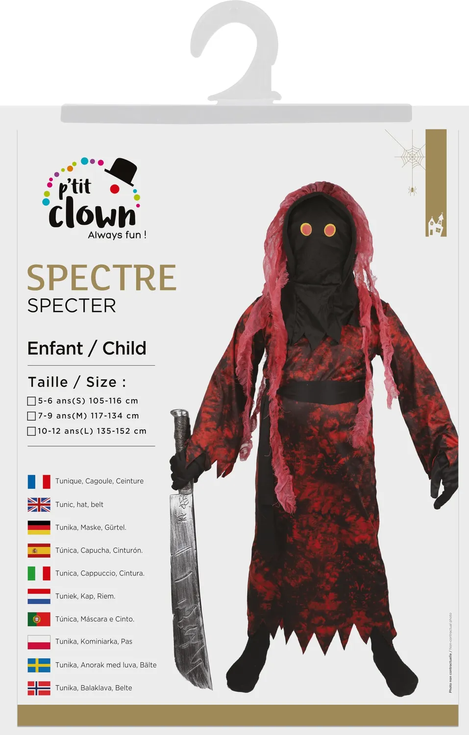 P'tit Clown Diavolo costume bambino rosso 10/12 anni Halloween
