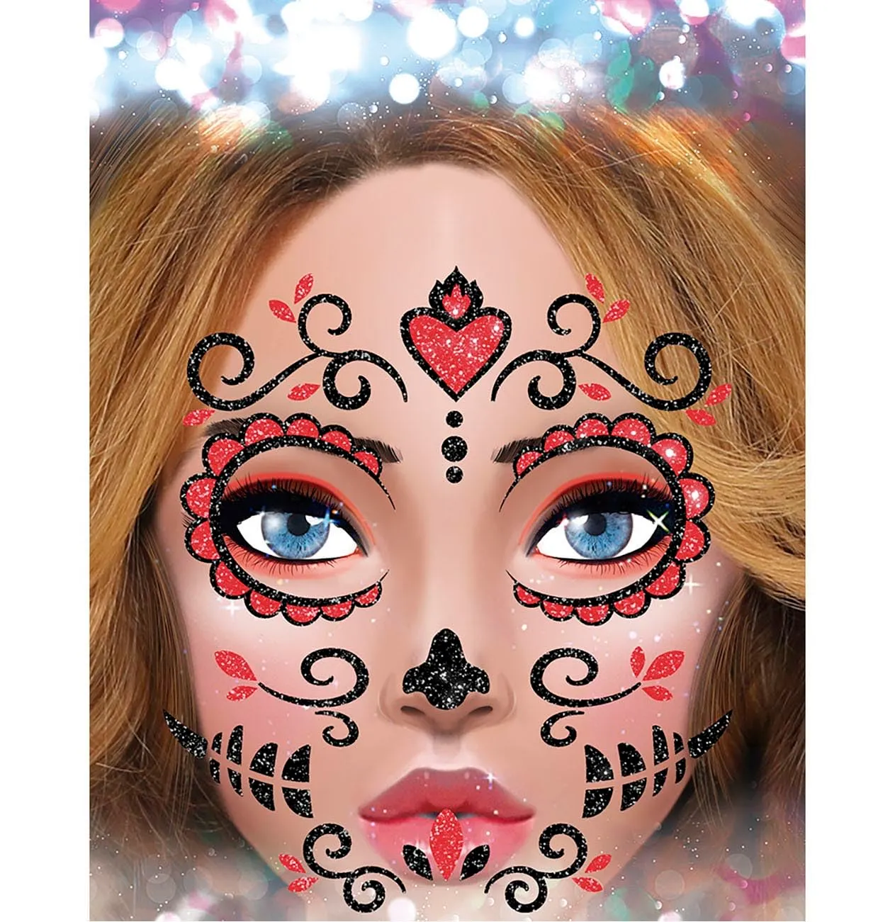 Guirca Catrina adesivi viso glitter 20x20 cm