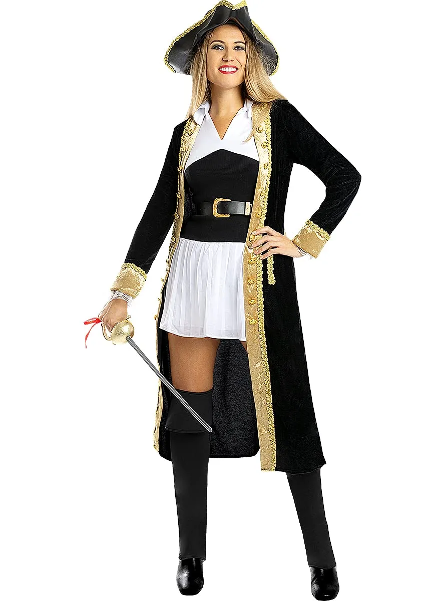 Funidelia Pirata Deluxe costume donna M nero Carnevale