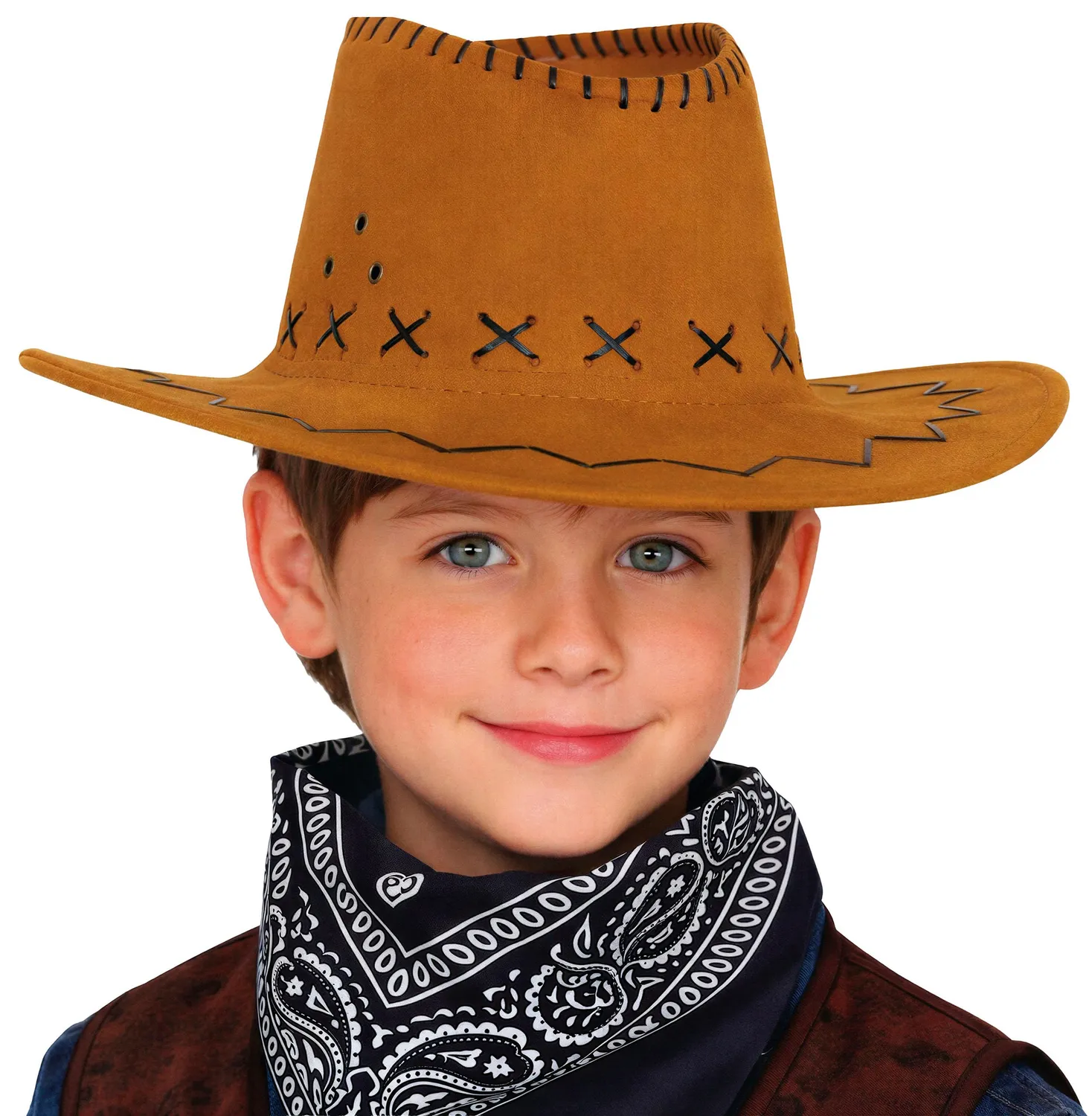 Guirca Cowboy Cappello Simil-Pelle Nero Adulti Unisex