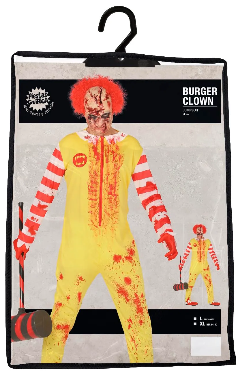 Guirca Costume Clown Burger Tuta Giallo Rosso L 52-54
