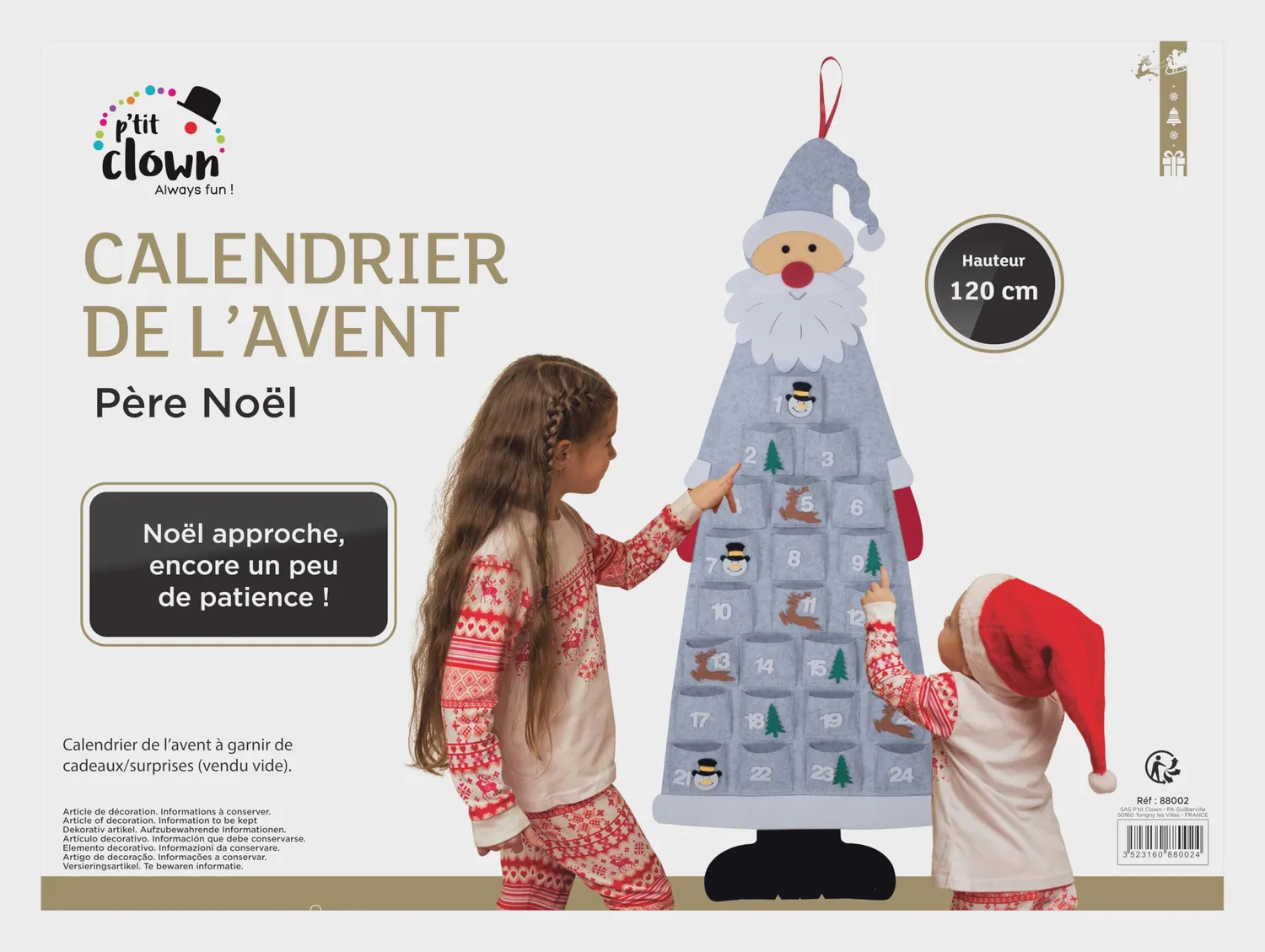P'tit Clown 88002 Calendario Avvento Babbo Natale da Appendere