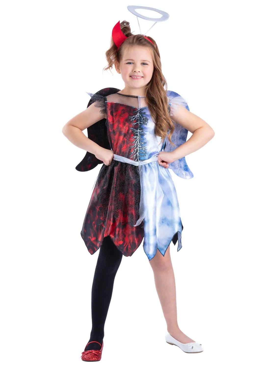 Smiffys Half Angel costume bimba angelo diavolo 10-12 anni
