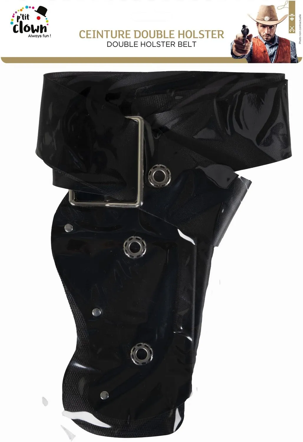 P'tit Clown 16830 Cintura Cowboy Adulto Nera Finta Pelle