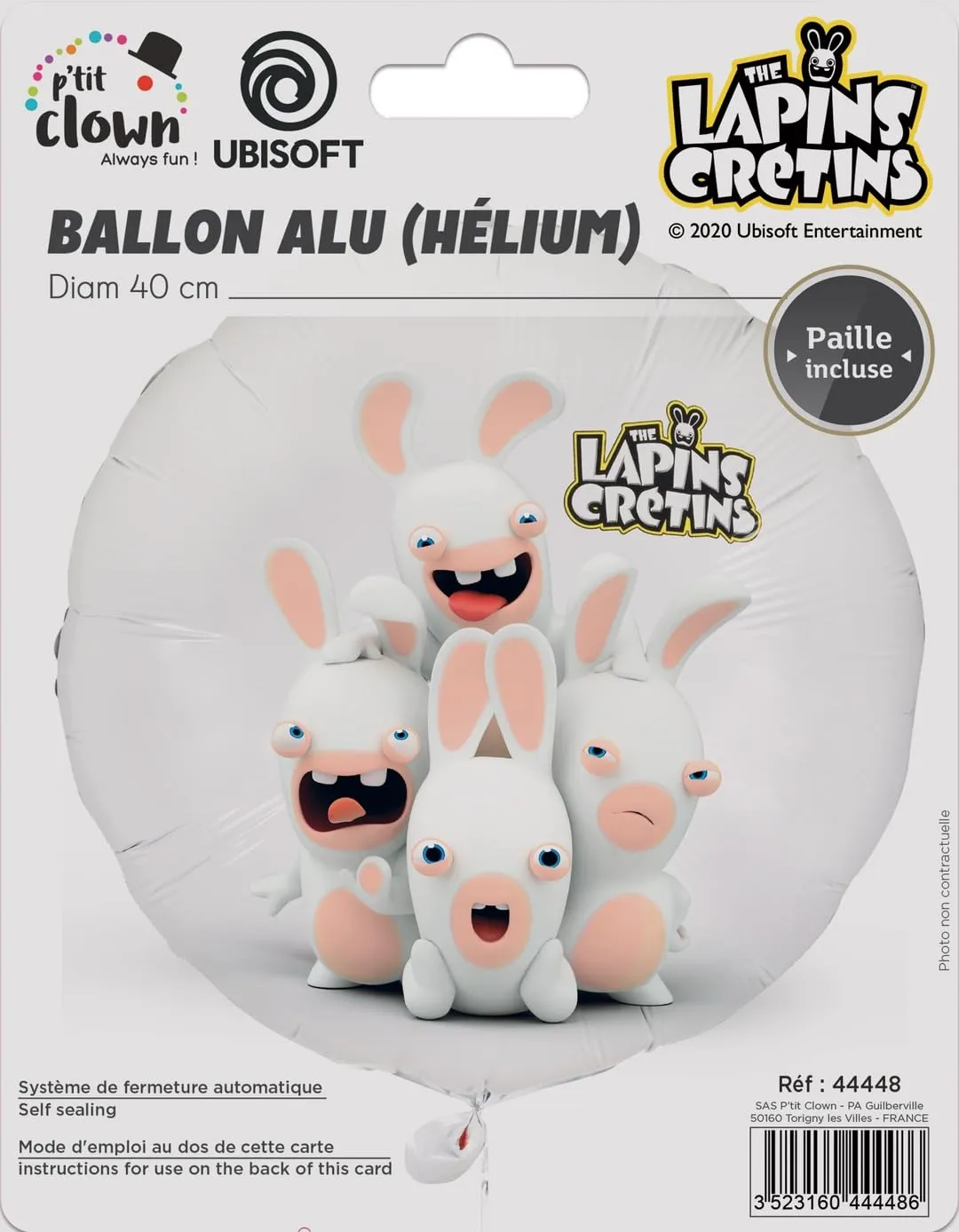 P'tit Clown Conigli Cretins palloncino alluminio 8 cm compleanno