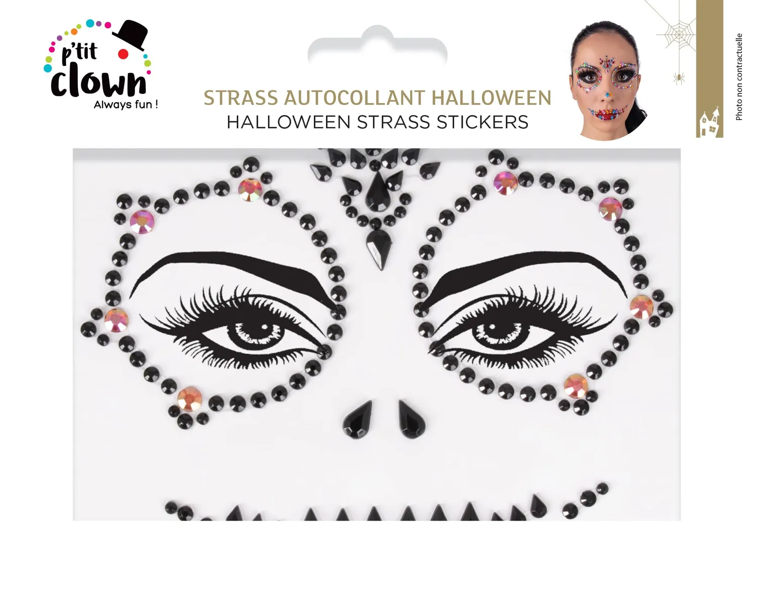 P'tit Clown Halloween I strass adesivi viso modello casuale