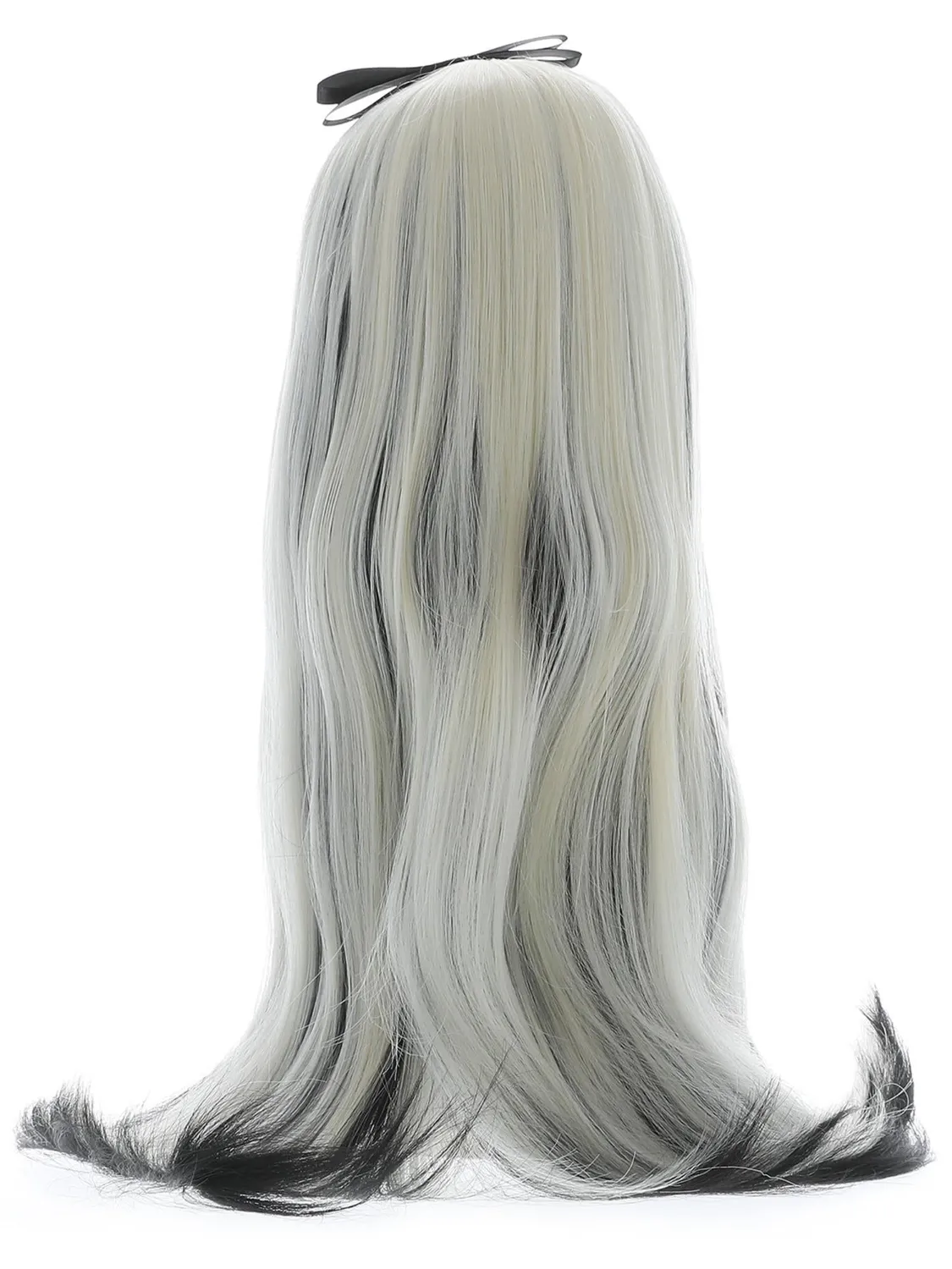 Smiffys Gothic Alice Deluxe parrucca nero-bianco con fiocco