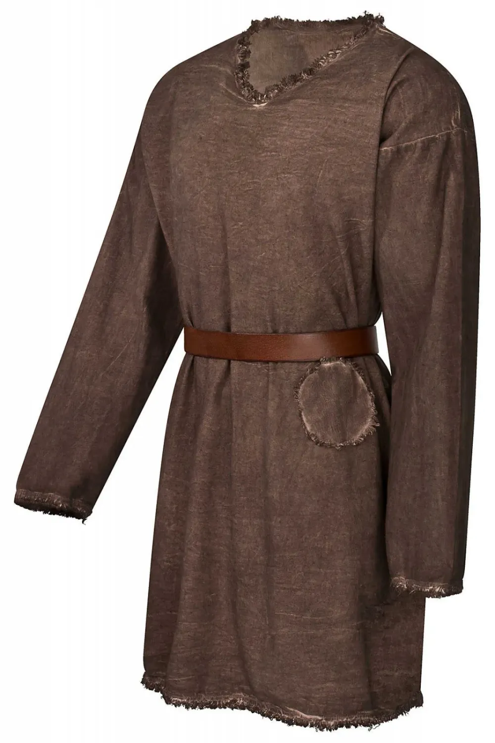 La Bottega di Merlino Used Look tunica medievale marrone cotone