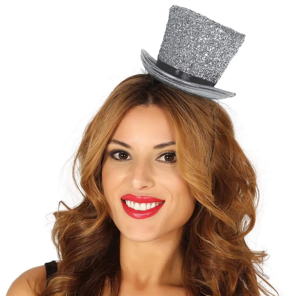 Fiestas Guirca 13034 mini cilindro argento glitter donna