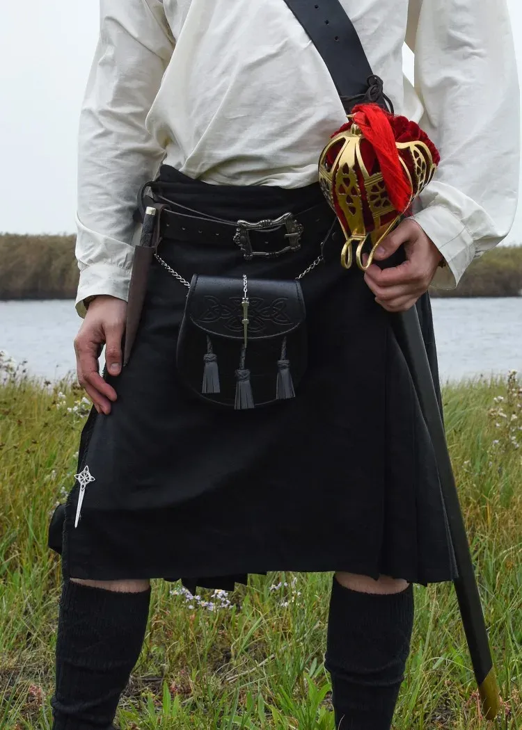 La Bottega di Merlino Kilt Nero 60 cm Poliacrilico Tinta Unita