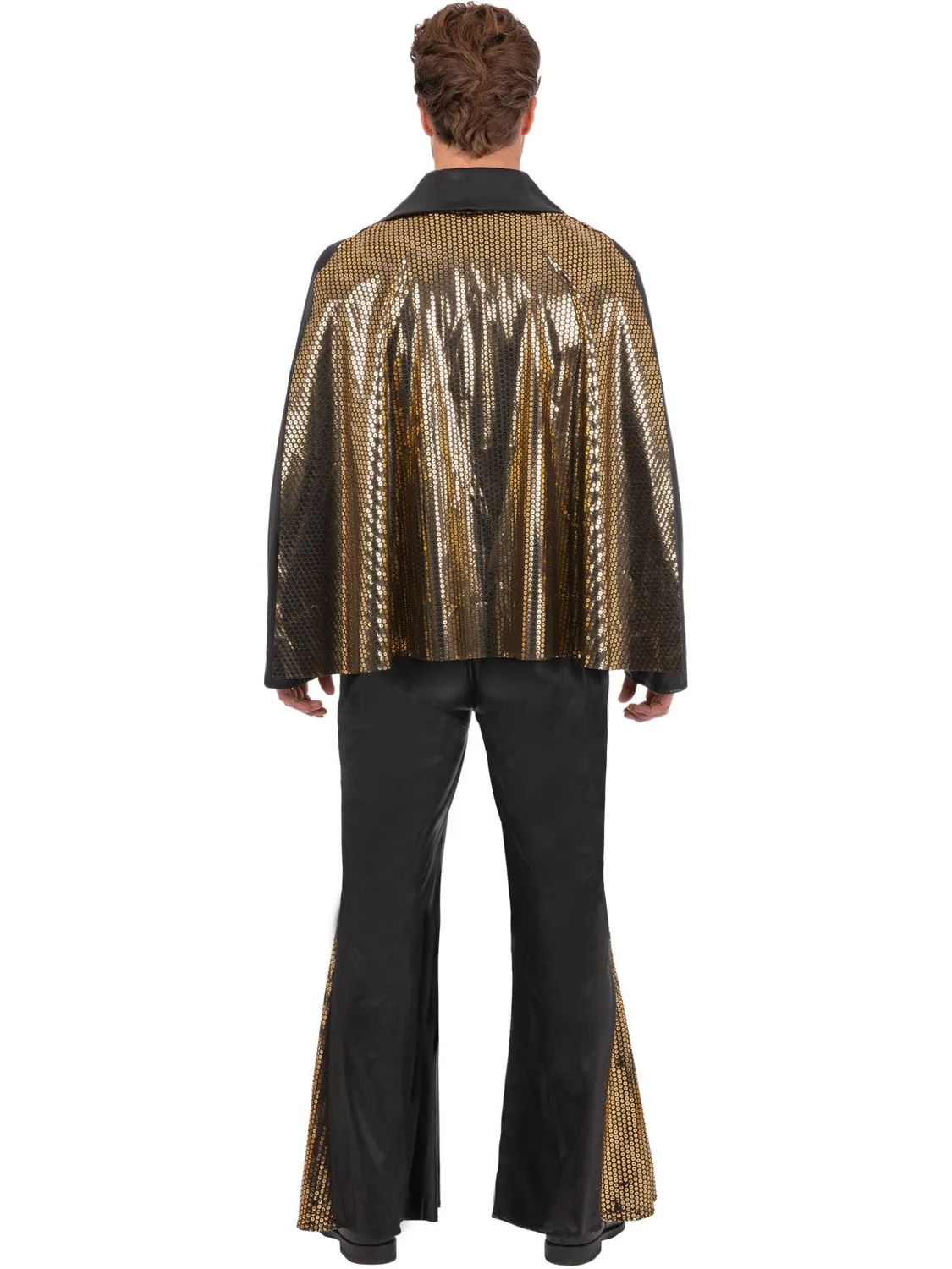 Smiffys Elvis Black Jumpsuit costume uomo L nero oro anni 50